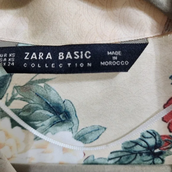 Zara Satin Oriental Japanesse Garden Floral PrintvShirt - Picture 6 of 8